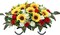 Artificial Cemetery Flower Saddle – Large Headstone Grave Decoration with Red & White Roses and Sunflowers, Memorial Tombstone Floral Arrangement